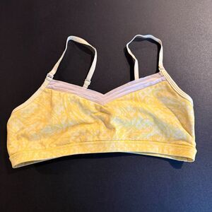 Lululemon Sports Bra Size 10 Yellow Damask Floral Print Adjustable Strap Yoga